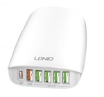 Разклонител 65W LDNIO A6573C / EU с 5xUSB и 1xPD порта