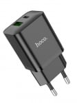 HOCO 20W Адаптер N28 с изх. USB-C+USB PD-20W+QC3.0A - Черен