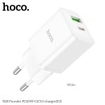 HOCO 20W Адаптер N28 с изх. USB-C+USB PD-20W+QC3.0A - Бял