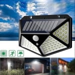 BK-100 LED слънчева светлина Външна SMD Водоустойчив PIR сензор за движение Дистанционно управление стенна лампа за пътека в градината