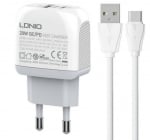 20W LDNIO A2316C С 2 изх. USB+USB-C с кабел USB към Type-C