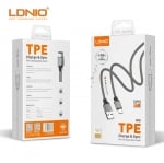 Кабел USB LDNIO LS442 2.4А. 2M TPE плетен Lightning