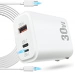 30W 3в1 Адаптер с 3 изх. USB-C + USB-A + USB Lightning