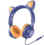 HOCO W36 Котешко ухо, с микрофон, 3,5 мм щепсел, 1,2 м кабел - Син