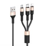 HOCO X26, метален кабел за зареждане Златист , за Lightning / Micro-USB / Type-C, 1m, до 2A.