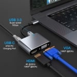 4в1 HDMI, VGA, USB 3.0, USB-C PD 87W Hub към Type-C