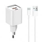 20W LDNIO A2318C С 2 изх. USB+USB-C с кабел USB към USB-C компактно