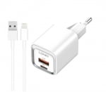 20W LDNIO A2318C С 2 изх. USB+USB-C с кабел USB към Lightning компактно