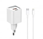 20W LDNIO A2318C С 2 изх. USB+USB-C с кабел USB-C към Lightning компактно