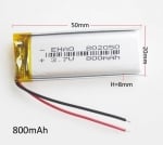 Батерия Универаслна 802050 3.7V 800mAh 1.85Wh 50mm / 20mm