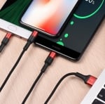 HOCO X26 кабел за зареждане 3 в 1 Червен , за Lightning / Micro-USB / Type-C, 1m, до 2A.