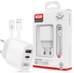 Зарядно XO-L97 12W 2 входа USB-C/USB бързо зареждане 2.4A USB-C/Lightning