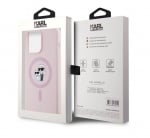 KLHMP14LSCMKCRHP Karl Lagerfeld iPHone 14 Pro Back cover case - Magsafe - KC head Ring - Pink