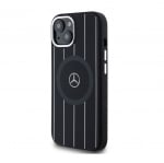 MEHMP15S23SSSK Mercedes-Benz iPhone 15 Back cover case - Magsafe - stripes pattern - Black