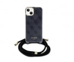 GUHCP15LHC4SEK Guess iPhone 15 Pro Back cover case - Crossbody cord - 4G print - Black