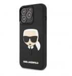 KLHCP14LKH3DBK Karl Lagerfeld iPhone 14 Pro Hardcase Backcover - 3D Rubber Karl\'s Head - Black