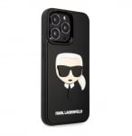 KLHCP14LKH3DBK Karl Lagerfeld iPhone 14 Pro Hardcase Backcover - 3D Rubber Karl\'s Head - Black