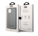 5087 Karl Lagerfeld Karl Lagerfeld iPhone 14 & 13 Hardcase Backcover - Saffiano Leather - Metal Logo - GreyBack Cover-Apple iPhone 14-Grijs