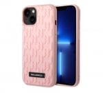 5391 Karl Lagerfeld iPhone 14 Pro Max Hardcase Backcover - Saffiano Leather - Metal Logo - PinkBack Cover-Roze