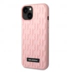 5391 Karl Lagerfeld iPhone 14 Pro Max Hardcase Backcover - Saffiano Leather - Metal Logo - PinkBack Cover-Roze