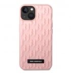 5391 Karl Lagerfeld iPhone 14 Pro Max Hardcase Backcover - Saffiano Leather - Metal Logo - PinkBack Cover-Roze