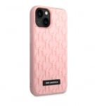 5391 Karl Lagerfeld iPhone 14 Pro Max Hardcase Backcover - Saffiano Leather - Metal Logo - PinkBack Cover-Roze