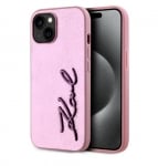 5589 Karl Lagerfeld iPhone 15 Back cover case - Wrinkled - Metal signature - PinkBack cover case-Gold