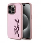 5589 Karl Lagerfeld iPhone 15 Back cover case - Wrinkled - Metal signature - PinkBack cover case-Gold