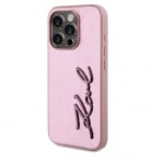 5589 Karl Lagerfeld iPhone 15 Back cover case - Wrinkled - Metal signature - PinkBack cover case-Gold