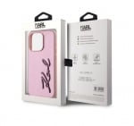 5589 Karl Lagerfeld iPhone 15 Back cover case - Wrinkled - Metal signature - PinkBack cover case-Gold