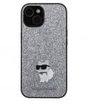 5277 Karl Lagerfeld iPhone 15 Back cover case - FIXED GLITTER C LOGO METAL PIN - SilverBack cover case-White