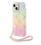 2826 Guess iPhone 15 Back cover case - ML IRIDESCENT GLITTER PEONY - PinkBack cover case-Turquoise