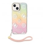 2826 Guess iPhone 15 Back cover case - ML IRIDESCENT GLITTER PEONY - PinkBack cover case-Turquoise