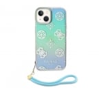 2680 Guess iPhone 15 Back cover case - Iridescent glitter pattern - TurquoiseBack Cover-Andere kleuren