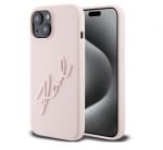 8278 Karl Lagerfeld iPhone 15 Back cover case - Karl Script - PinkBack Cover-Roze