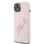 8278 Karl Lagerfeld iPhone 15 Back cover case - Karl Script - PinkBack Cover-Roze