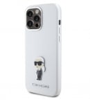 6144  Lagerfeld iPhone 15 Pro Max Back cover case - Ikonik metal pin - WhiteBack cover case-White