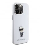 6144  Lagerfeld iPhone 15 Pro Max Back cover case - Ikonik metal pin - WhiteBack cover case-White