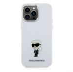 6144  Lagerfeld iPhone 15 Pro Max Back cover case - Ikonik metal pin - WhiteBack cover case-White