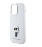 6144  Lagerfeld iPhone 15 Pro Max Back cover case - Ikonik metal pin - WhiteBack cover case-White