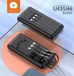 WUW U44 2A POWER BANK С ВГРАДЕНИ КАБЕЛИ - 20,000 mAh - Черен