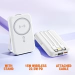 NJ23 PD 22.5W Magsafe с LED индикатор 2 кабела USB-C и Lightning 5,000MAH Безжично Зареждане.