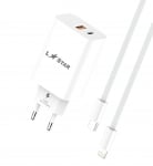 L✮Star 45W 2в1 LS56 2изх. PD(25W)+QC3.0(20W)+кабел USB-C към Lightning