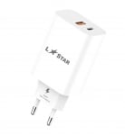 L✮Star 45W 2в1 LS56 2изх. PD(25W)+QC3.0(20W)+кабел USB-C към Lightning