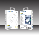L✮Star 45W 2в1 LS56 2изх. PD(25W)+QC3.0(20W)+кабел USB-C към USB-C - Бял