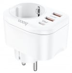 Разклонител HOCO NS3 с 1 гнездо+2 USB порта 2.4A+1 PD USB-C 4000W - Бял