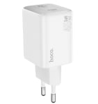 HOCO “N42 Elogiado” Зарядно GaN двоен USB-C PD45W TYPE-C към TYPE-C - Бял