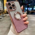 Луксозен лъскав кейс с брукат TP-24 за iPhone 16 Pro Max - Розов