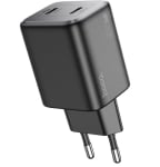 HOCO “N42 Elogiado” Зарядно GaN двоен USB-C PD45W TYPE-C към TYPE-C - Черен