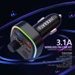 EARLDOM M84 FM модулатор (2USB изход + 1USB-C, microSD, Bluetooth), 3.1A, с подсветка